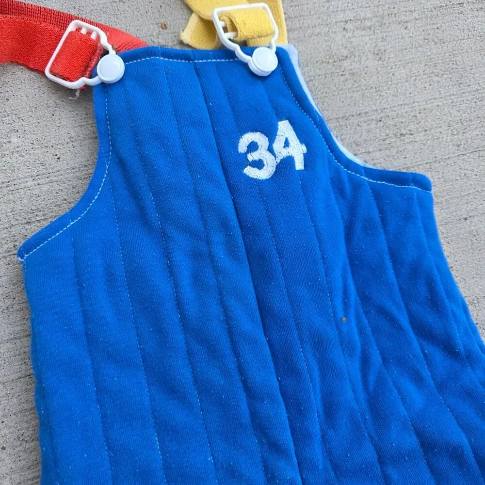 Vintage 80s Baby Quilted Outfit Set Carter’s Blue Overalls Jacket Blue #34